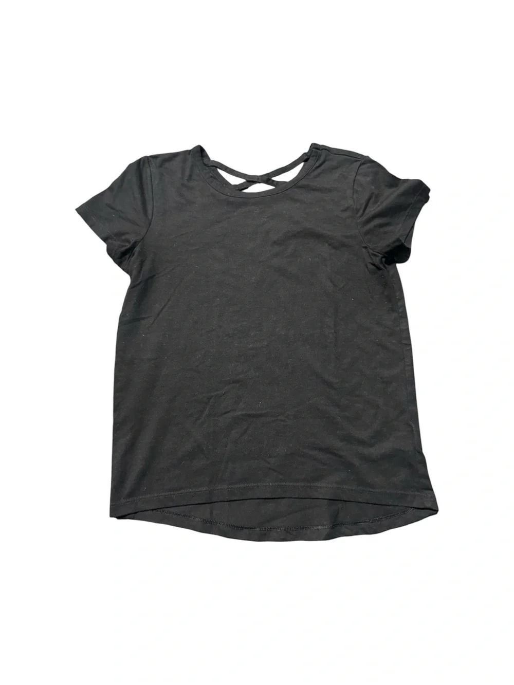 Old Navy Girls Black Softest Tee Criss Cross Back Top Size L 10-12